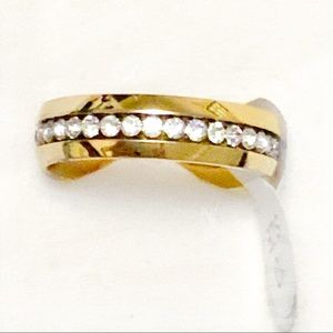 🆕 Unisex Gold Band w/White Rhinestones sz10 NWT